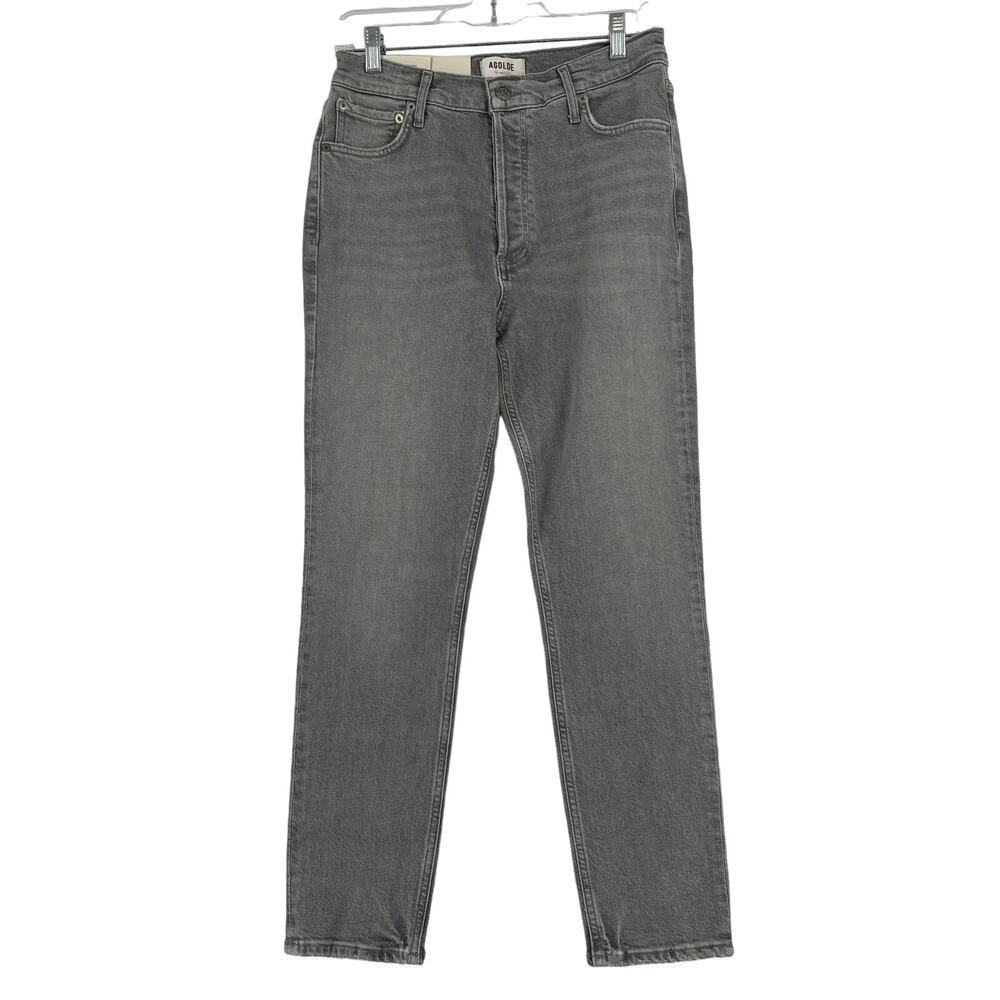 Agolde Nico High Rise Jeans Size 28 Gray Slim Fit Button Fly Stretch Denim